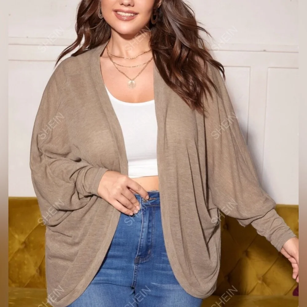 Batwing Cardigan in Khaki - Picture 2 of 9